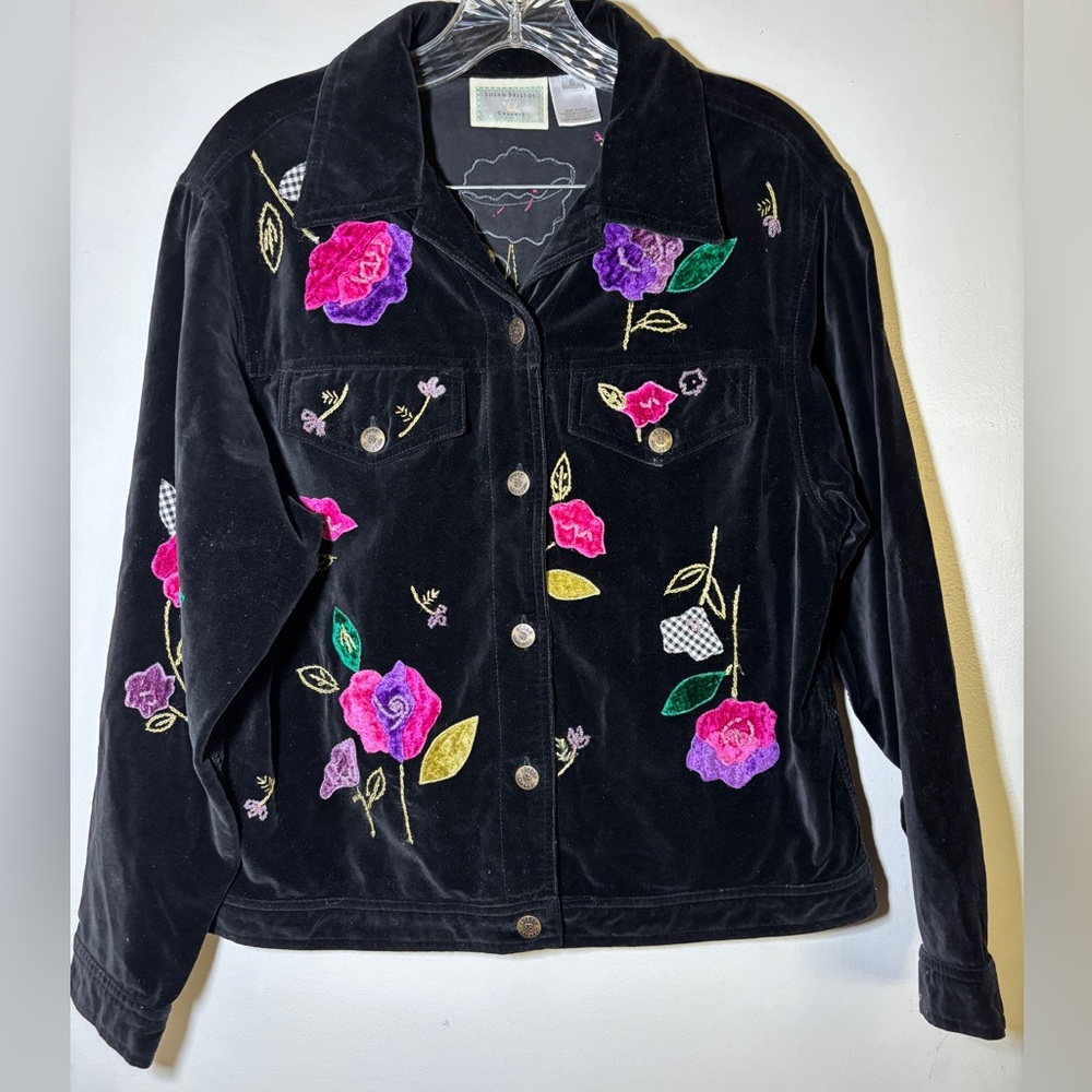 Susan Bristol Black Velvet Embroidery Jacket